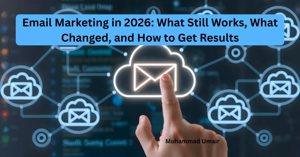 email marketing illustration that reading "Email Marketing in 2026 What Still Works, What Changed, and How to Get Results"